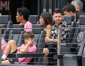 Messi sat in the stands as his team lost 2-3.